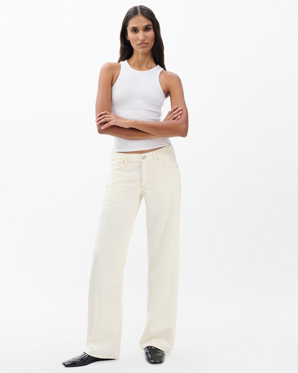 Saige Relaxed Straight Jeans - Ecru - Image 2