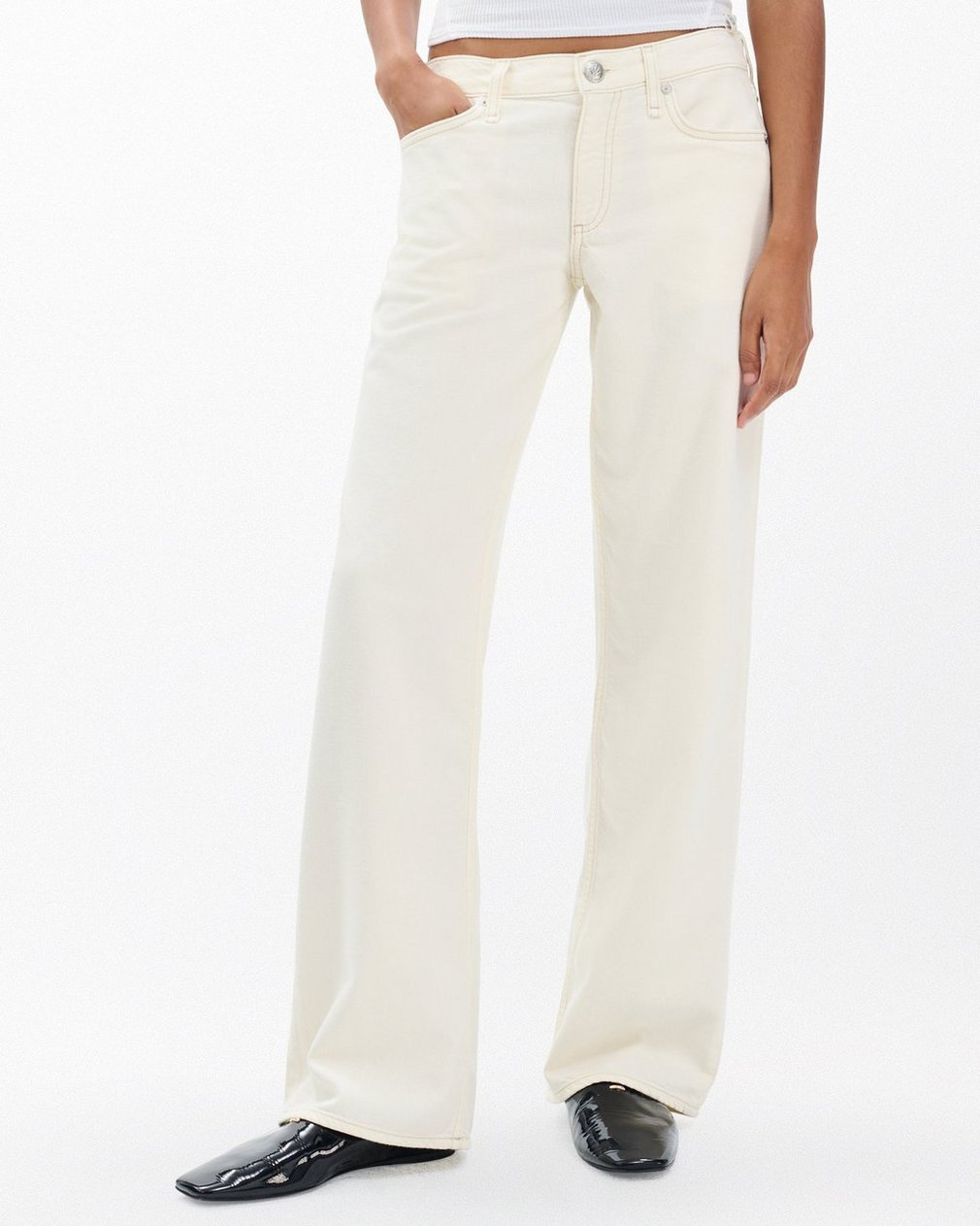 Saige Relaxed Straight Jeans - Ecru - Image 3