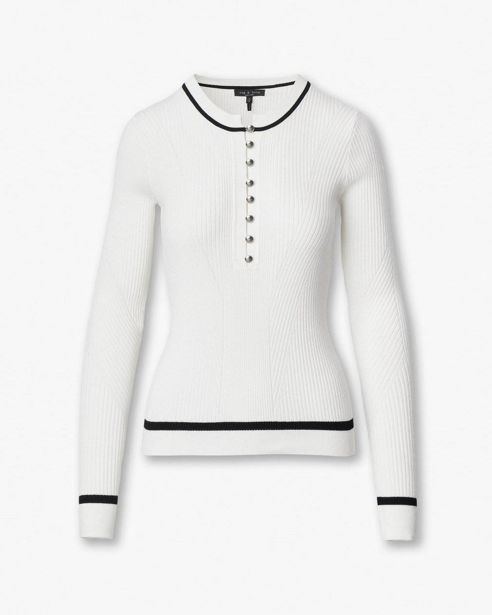 Kassy Ribbed Henley - Ivory - Image 2