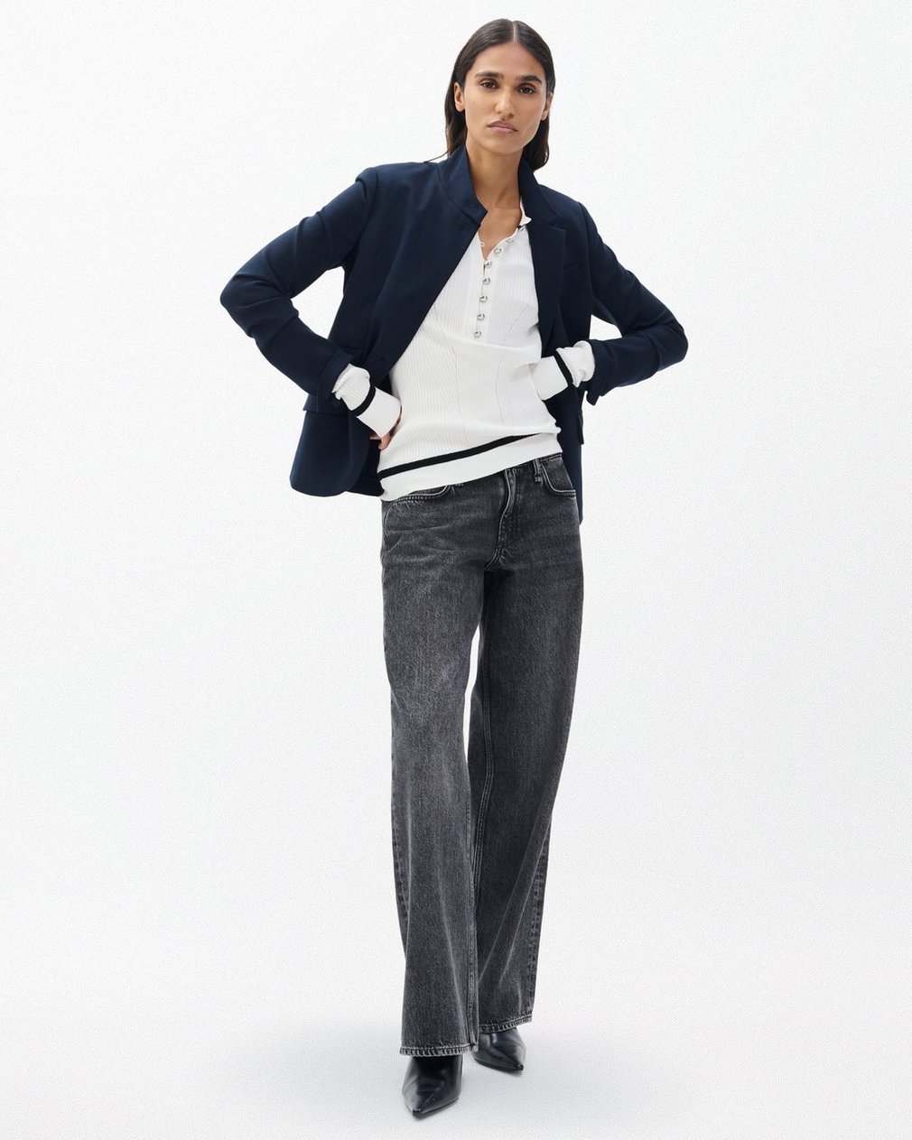 Kassy Ribbed Henley - Ivory - Image 3