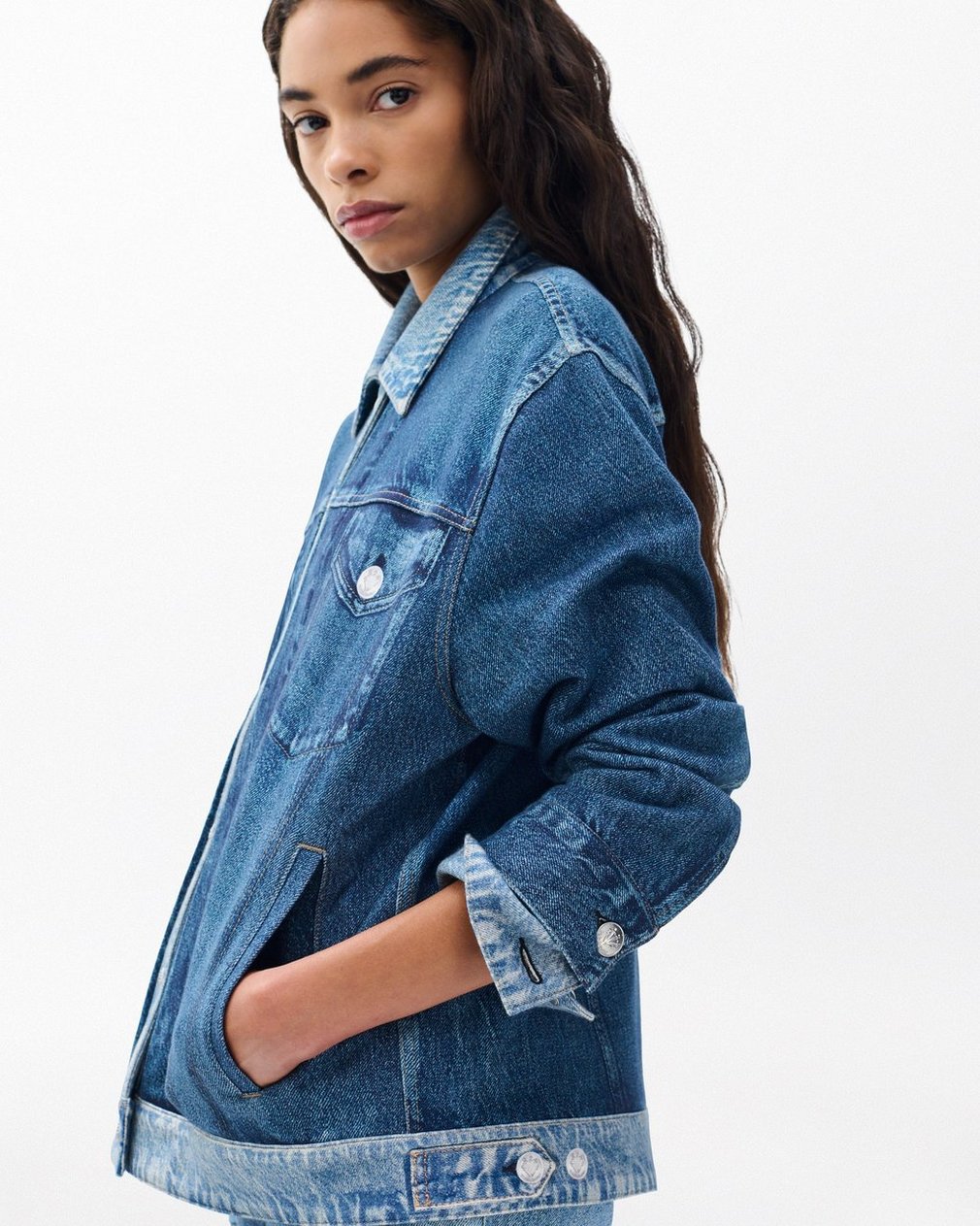 Miramar Oversized Combo Trucker Jacket - Double Indigo - Image 4