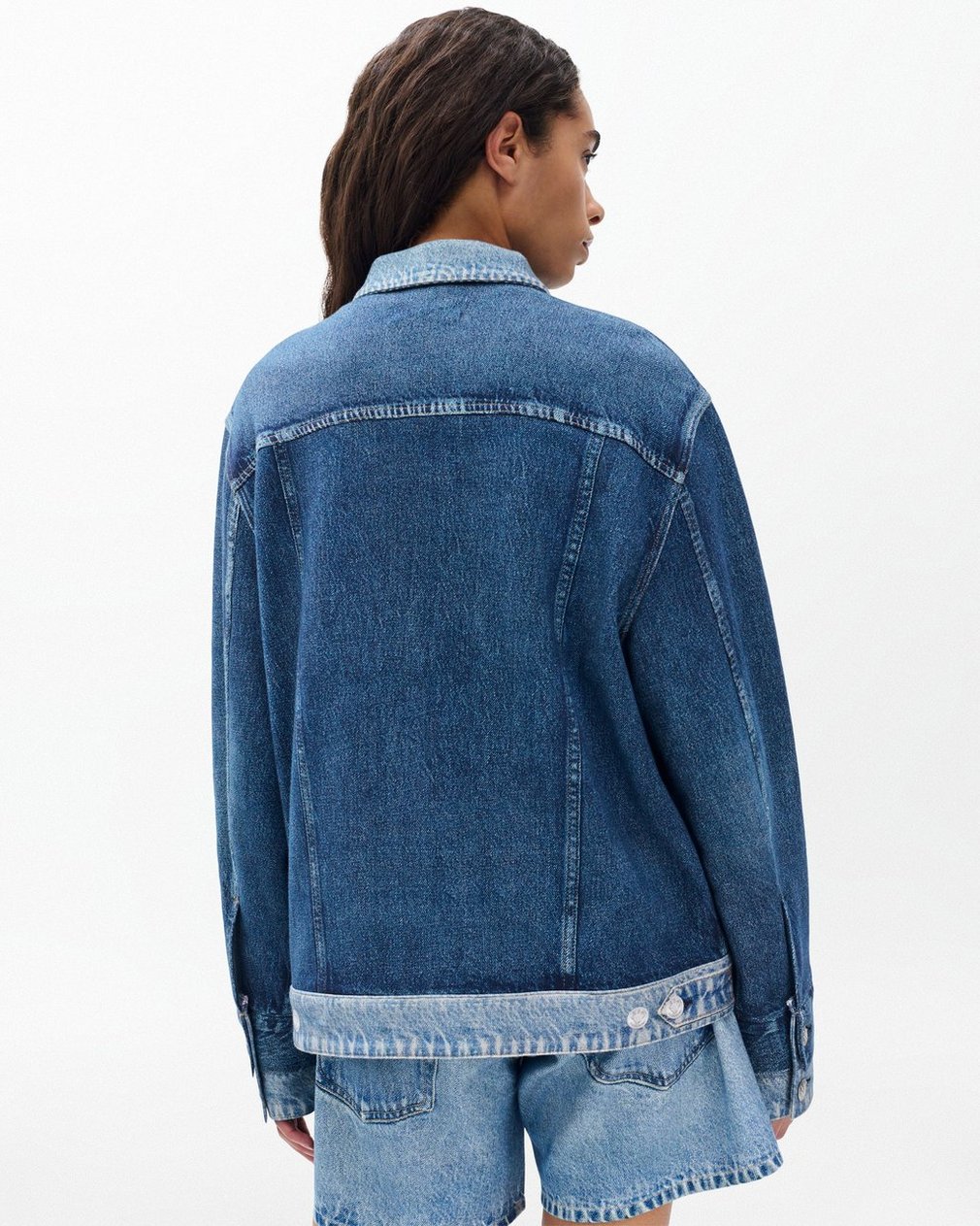 Miramar Oversized Combo Trucker Jacket - Double Indigo - Image 5