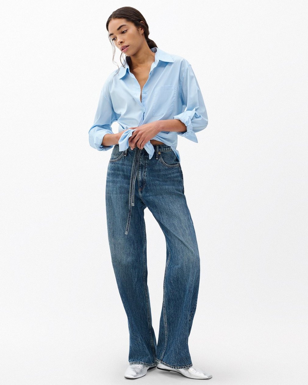 Phoebe Drawstring Wide-Leg Jeans - Delcan - Image 3