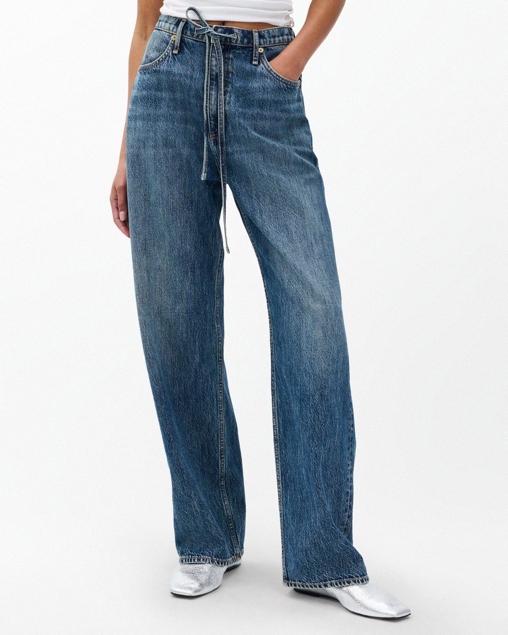 Phoebe Drawstring Wide-Leg Jeans - Delcan - Image 4