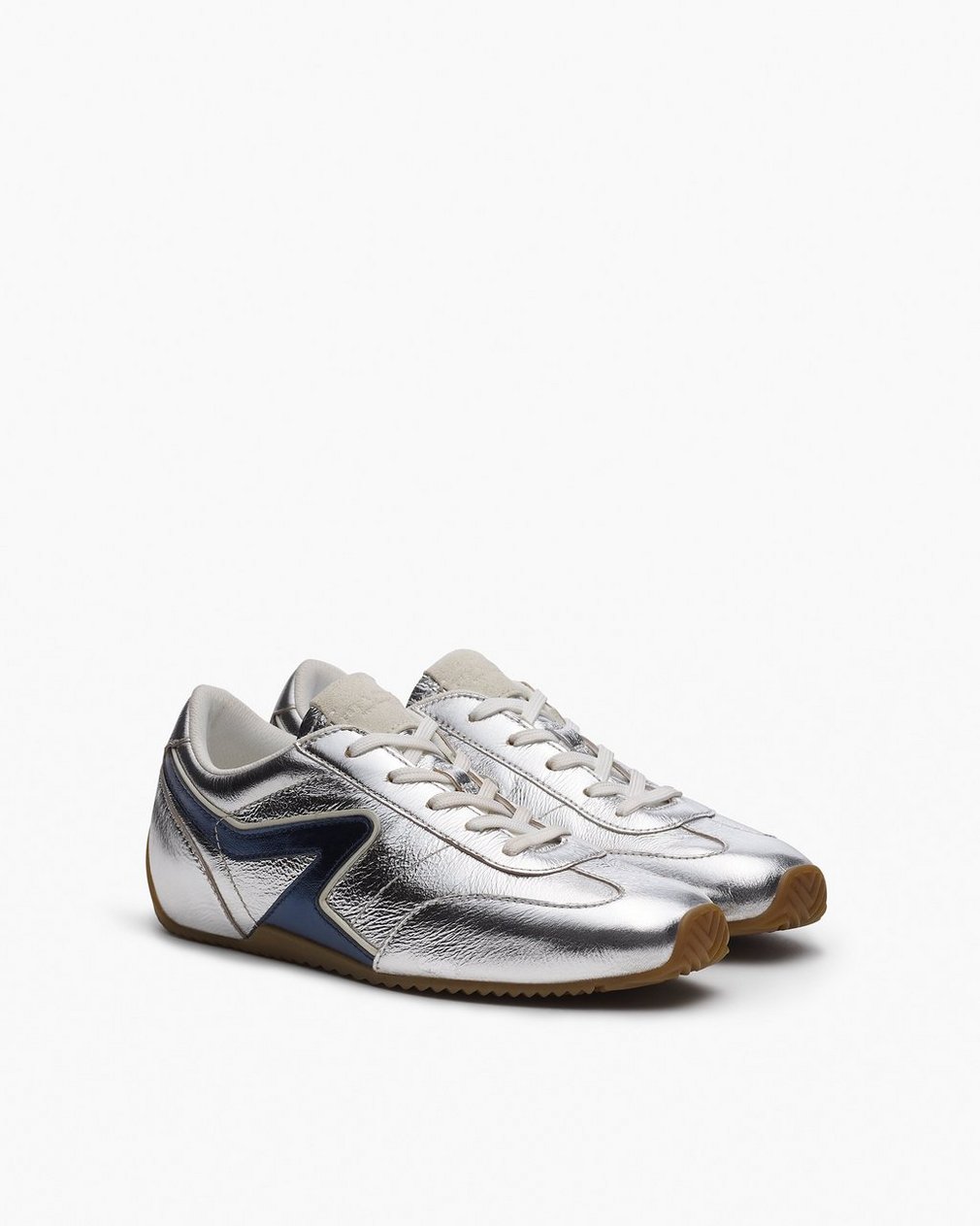 Ultra Slim Retro Runner Sneakers - Silver Navy - Image 3