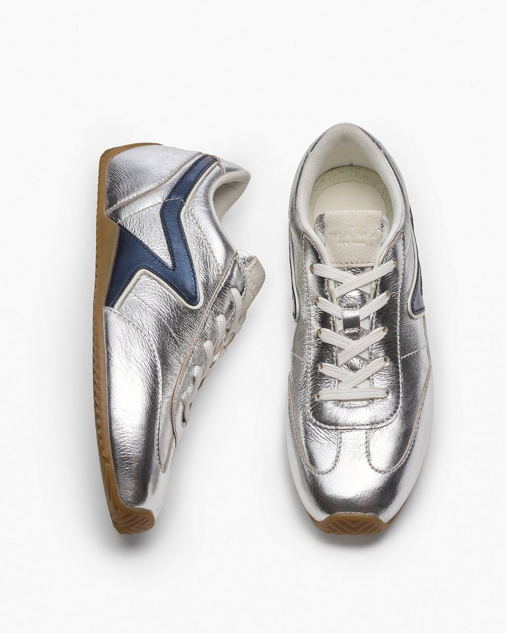 Ultra Slim Retro Runner Sneakers - Silver Navy - Image 5