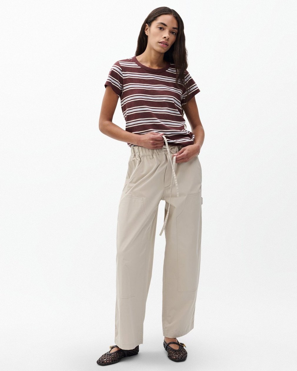 The Slub Striped Tee - Brown Blue Multi - Image 3