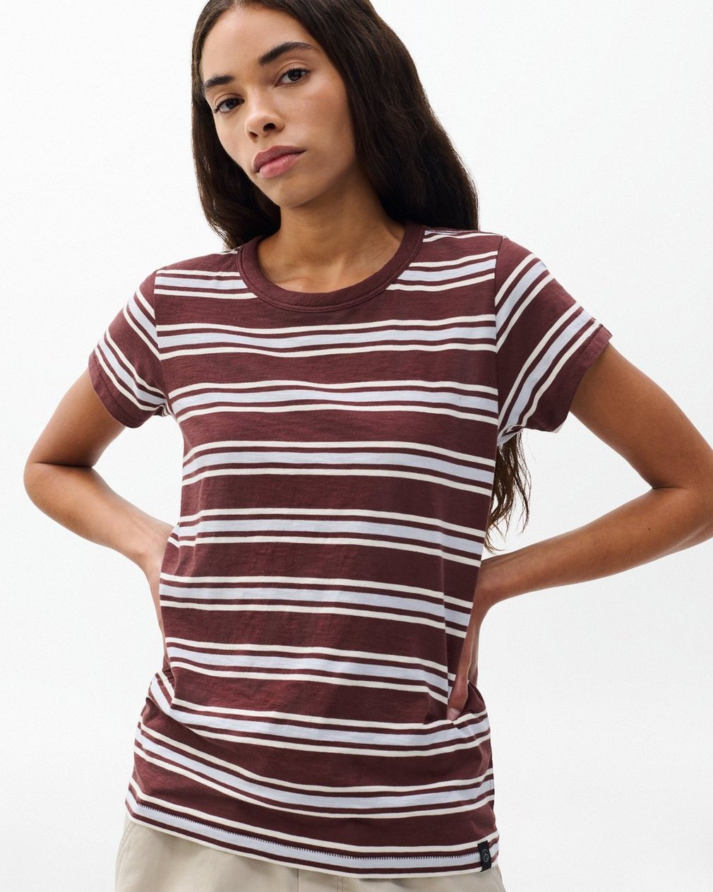 The Slub Striped Tee - Brown Blue Multi - Image 4
