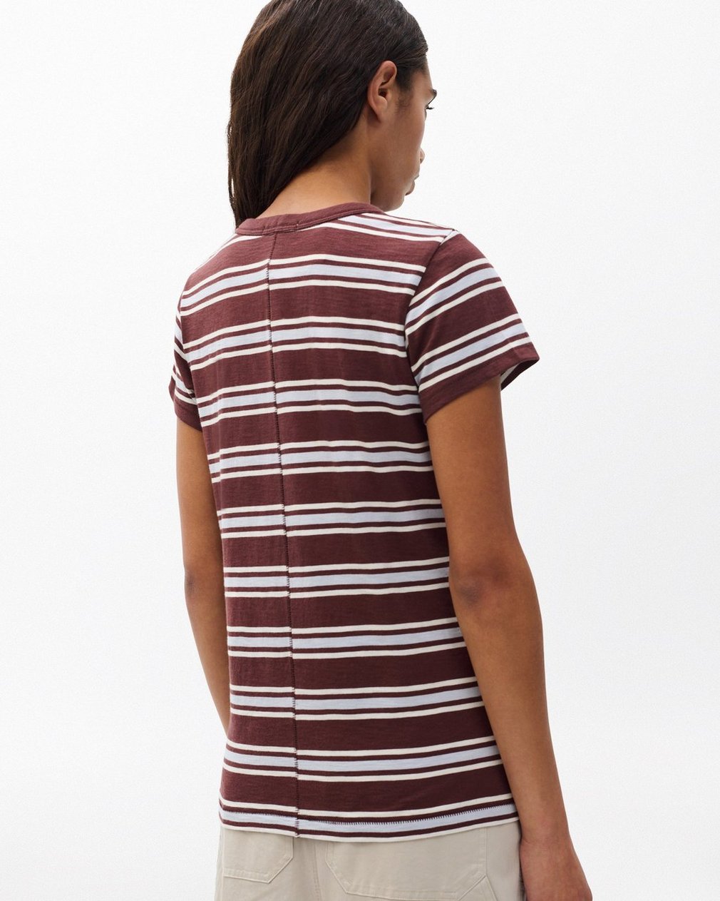 The Slub Striped Tee - Brown Blue Multi - Image 6