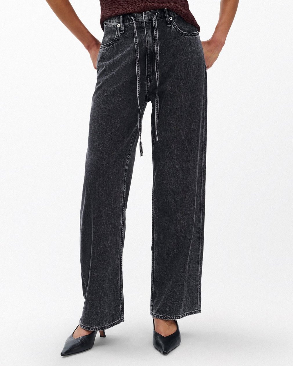 Phoebe Wide-Leg Drawstring Jeans - Angelique - Image 4