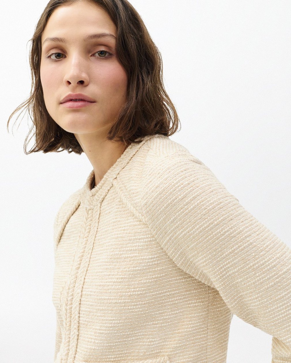 Clarice Tweed Jacket - Cream - Image 4