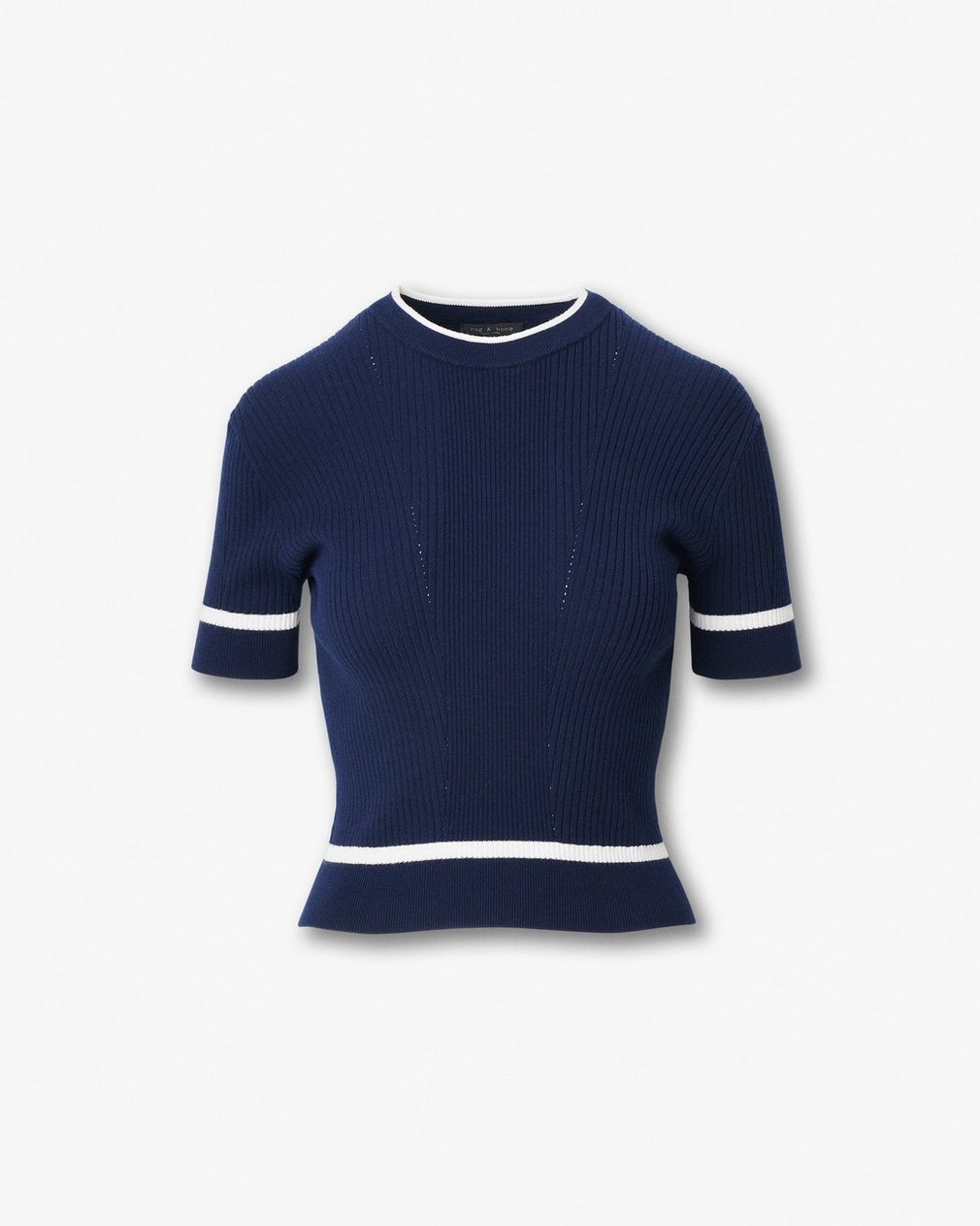 Kassy Ribbed Short-Sleeve Sweater - Navy - Image 2