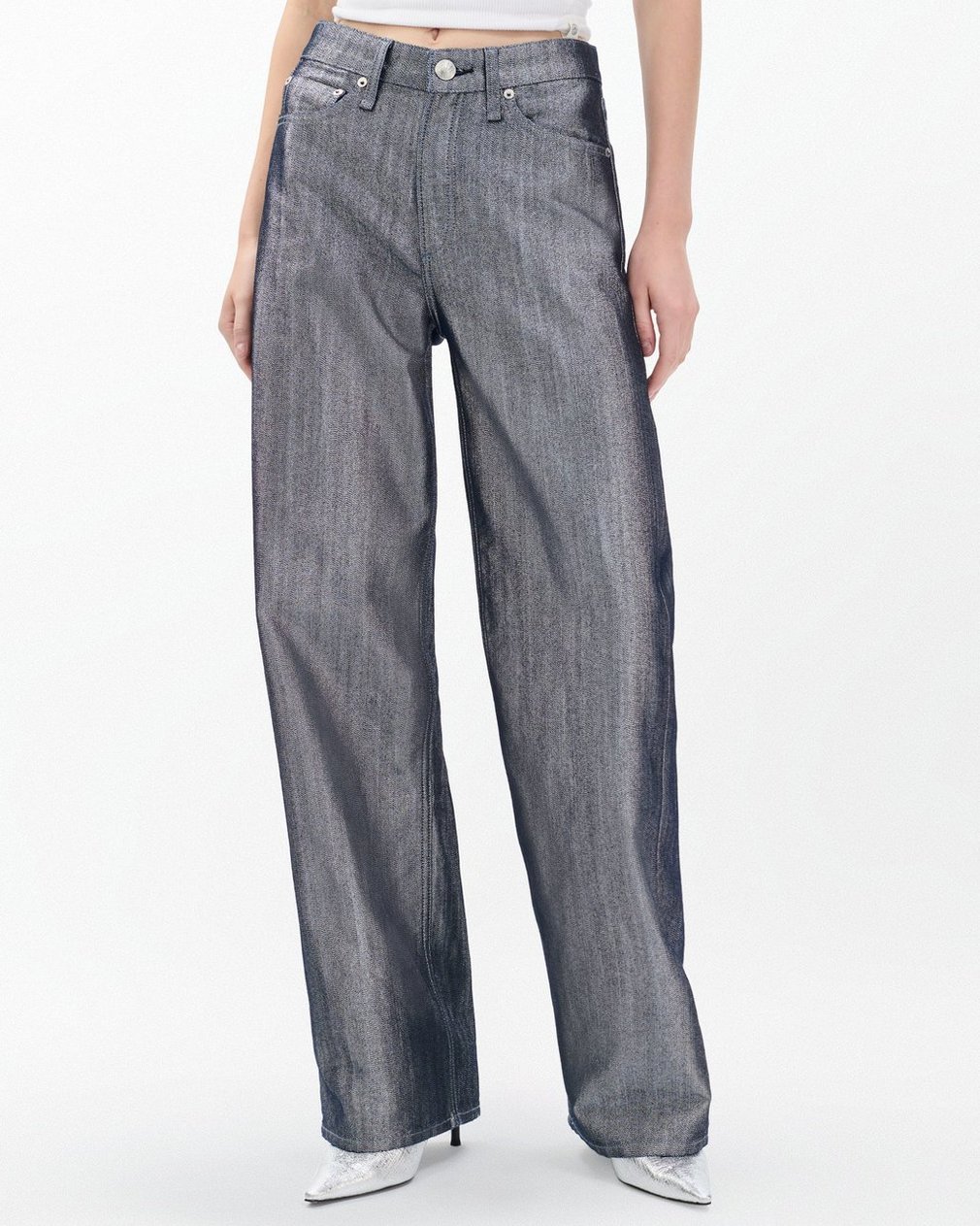 Logan Wide-Leg Jeans - Indigo Lurex - Image 4
