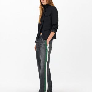Miramar Sport Stripe Track Pants - Washedblck Grn Wht Stripe