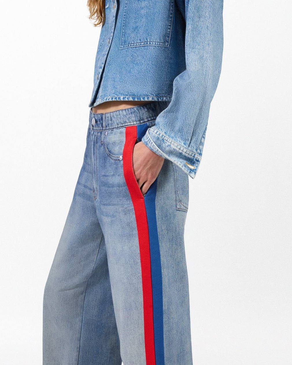Miramar Sport Stripe Track Pants - Coney Blue Red Stripe - Image 4