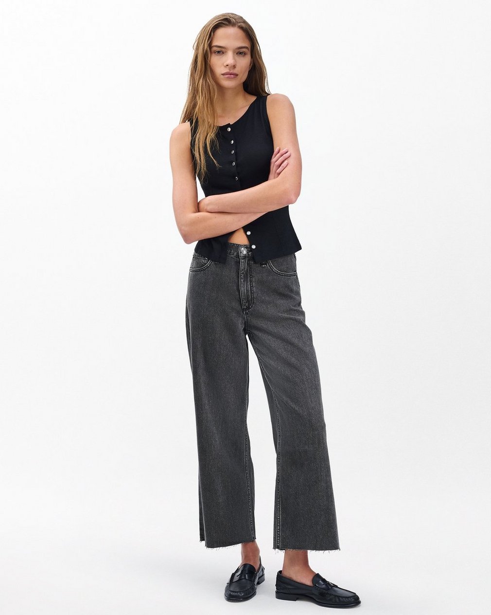 Andi Ankle Wide-Leg Jeans - Raven - Image 3