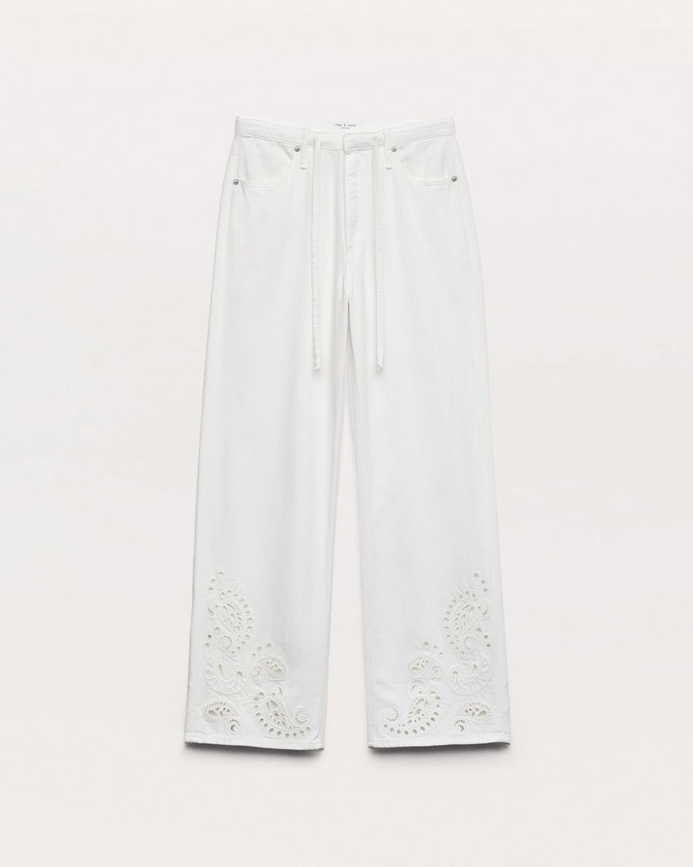 Phoebe Denim Beach Pants - White Eyelet - Image 2