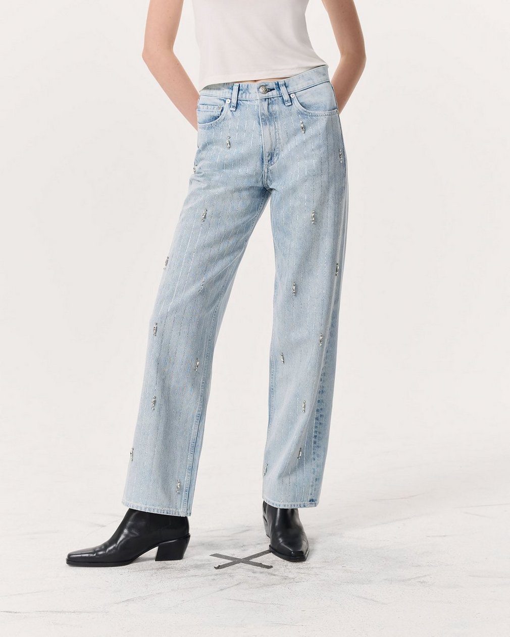 Shea Embellished Relaxed Straight Jeans - Aliah With Jewel Stripe - Image 3