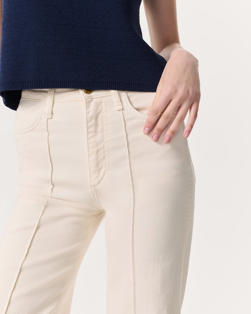 Skylar Wide-Leg Flare Jeans - Ecru - Image 4