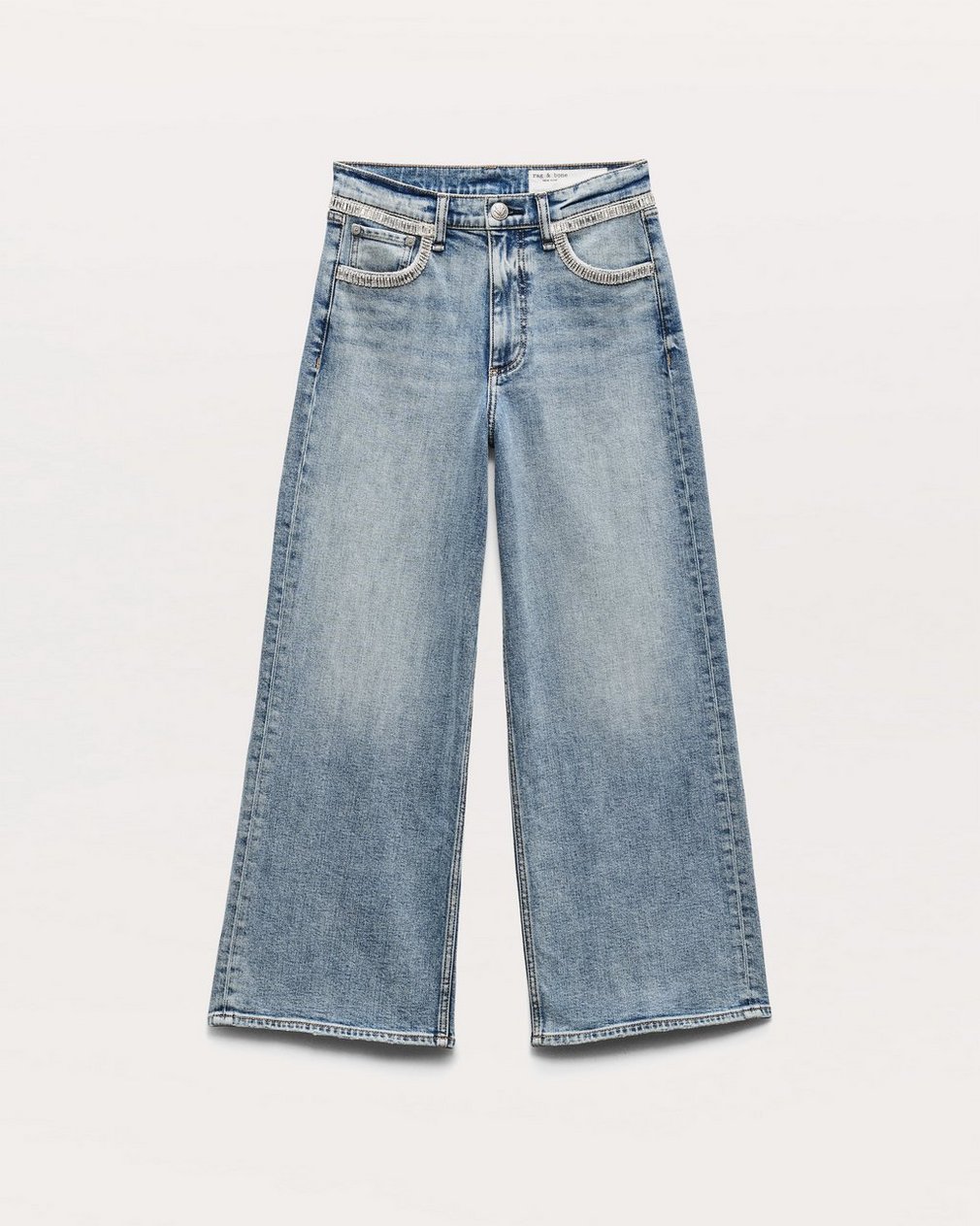 Andi Embellished Ankle-Length Wide-Leg Jeans - Pacific With Jewel - Image 2