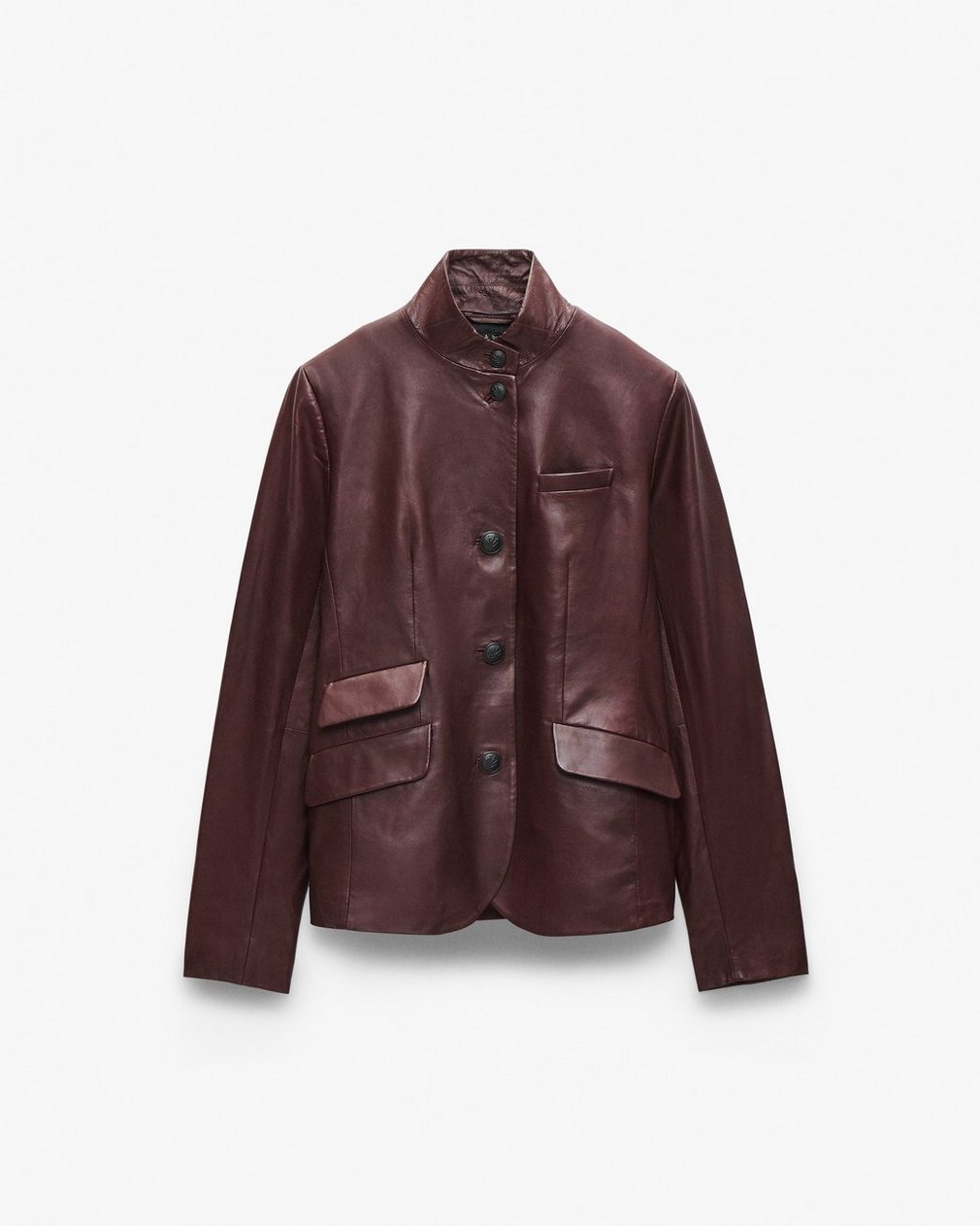 Slade Leather Blazer - Burgundy - Image 2