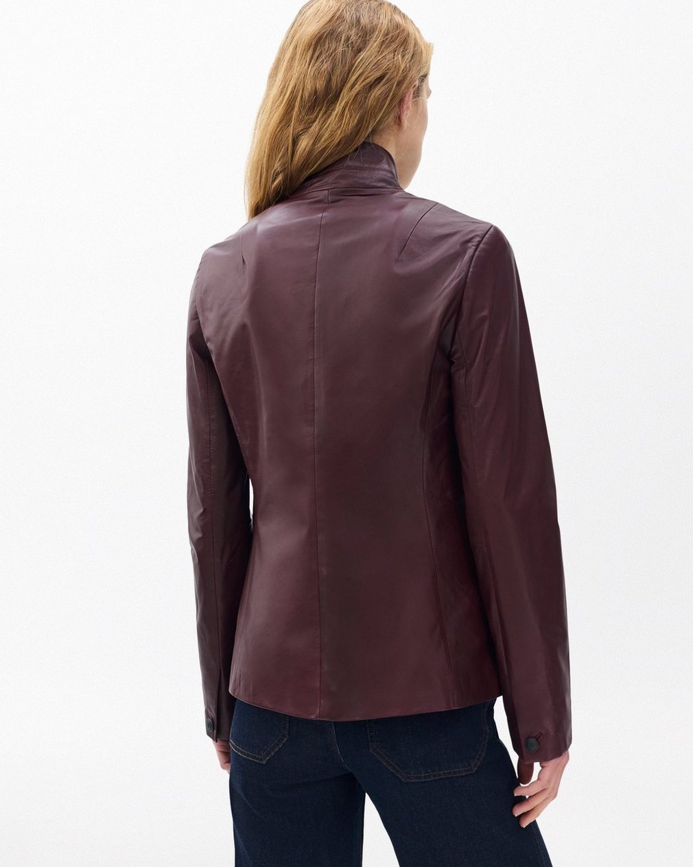Slade Leather Blazer - Burgundy - Image 6