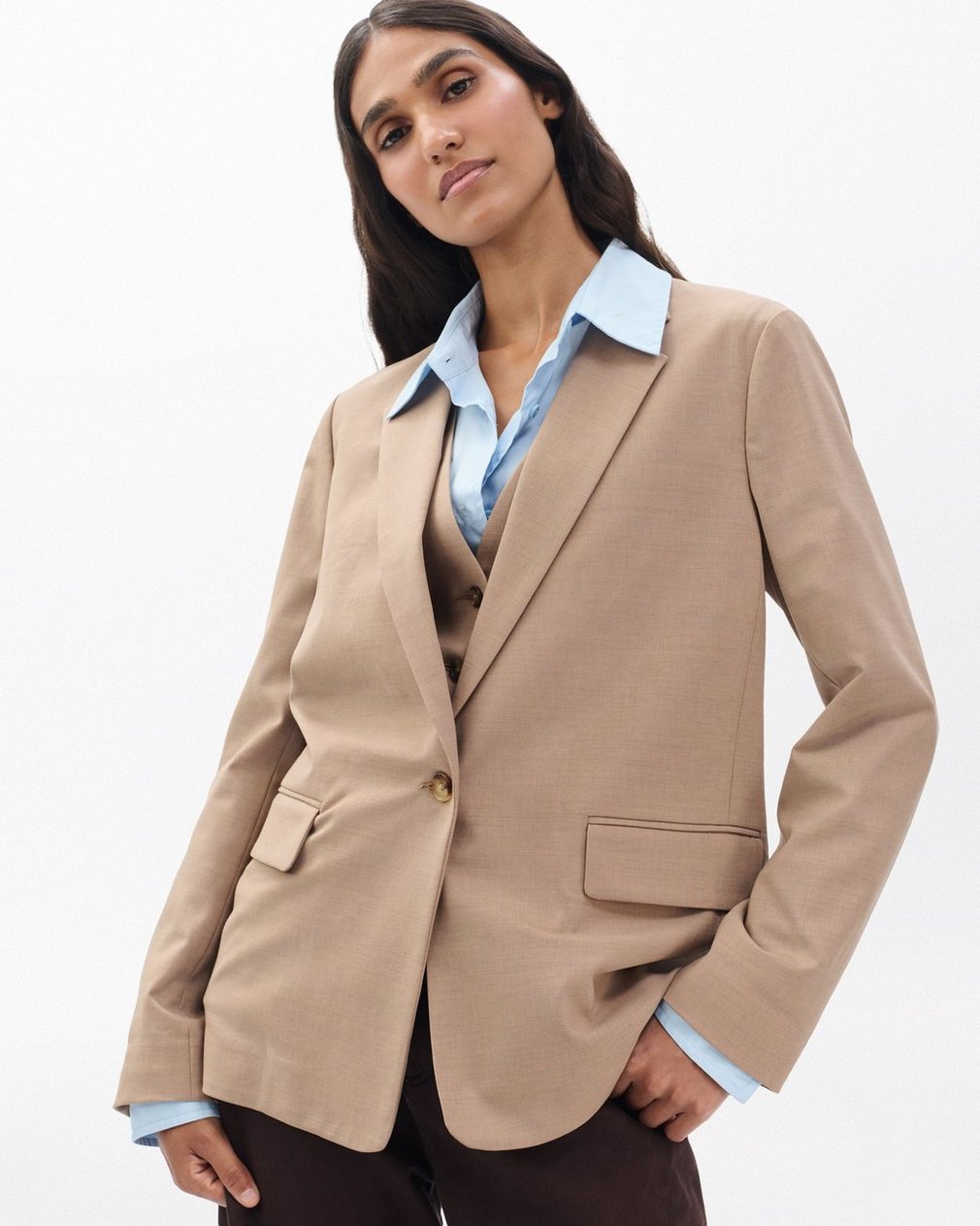 Jennifer Two-in-One Blazer - Heathered Camel - Image 5
