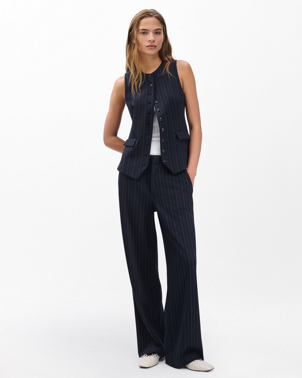 Irina Long Vest - Navy Multi - Image 3