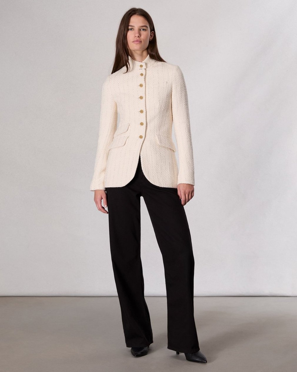 Slade Long Tweed Blazer - Ivory - Image 3