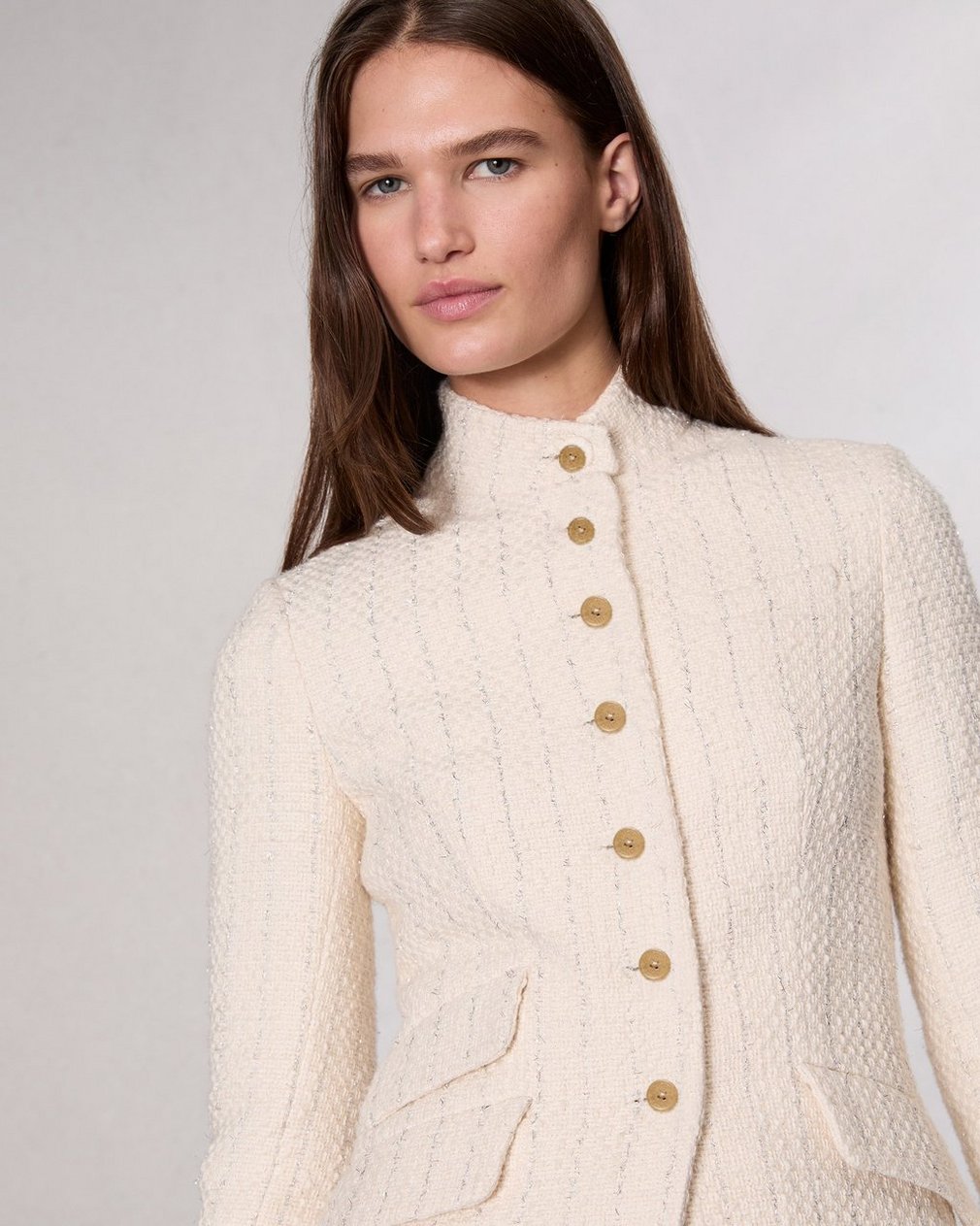 Slade Long Tweed Blazer - Ivory - Image 4