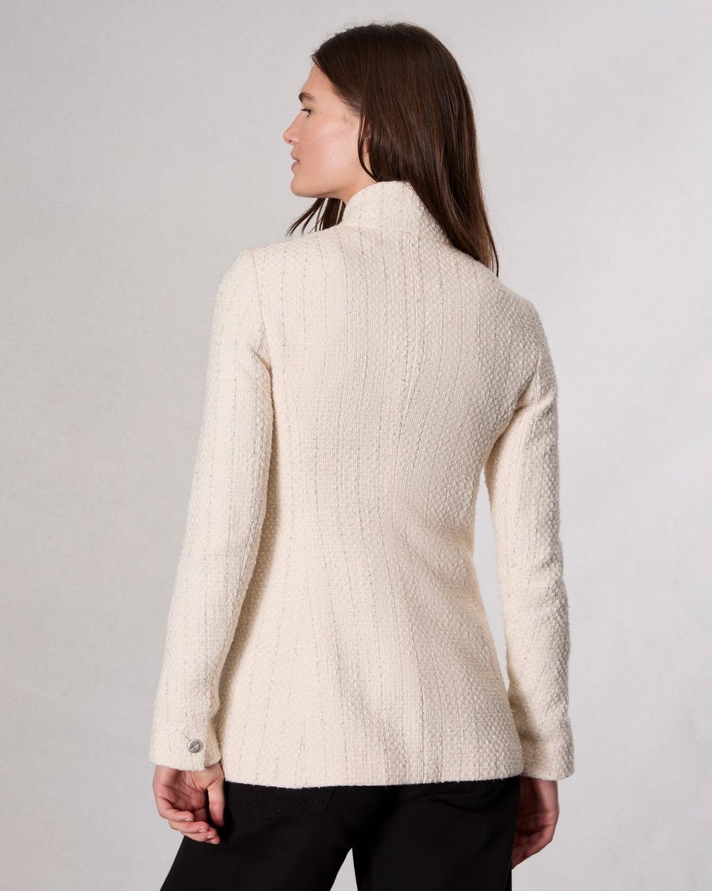 Slade Long Tweed Blazer - Ivory - Image 6