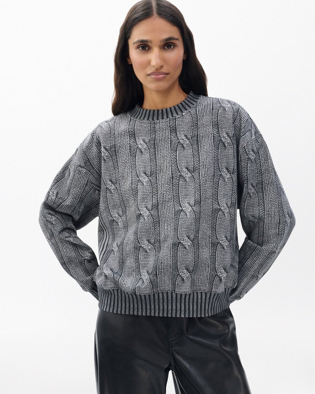 Miramar Cable-Effect Sweatshirt - Washed Black - Image 4