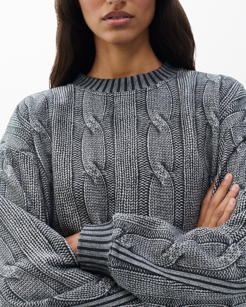 Miramar Cable-Effect Sweatshirt - Washed Black - Image 5