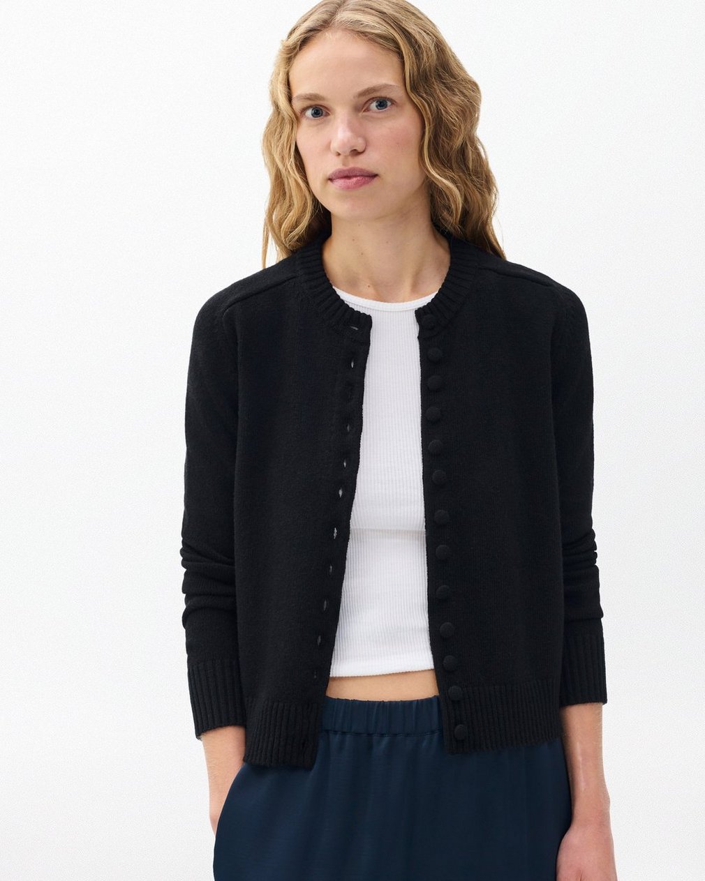 Wallace Crewneck Cardigan - Black - Image 4