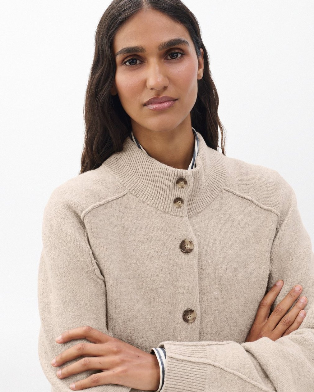 Bridget Mockneck Cardigan - Taupe - Image 4