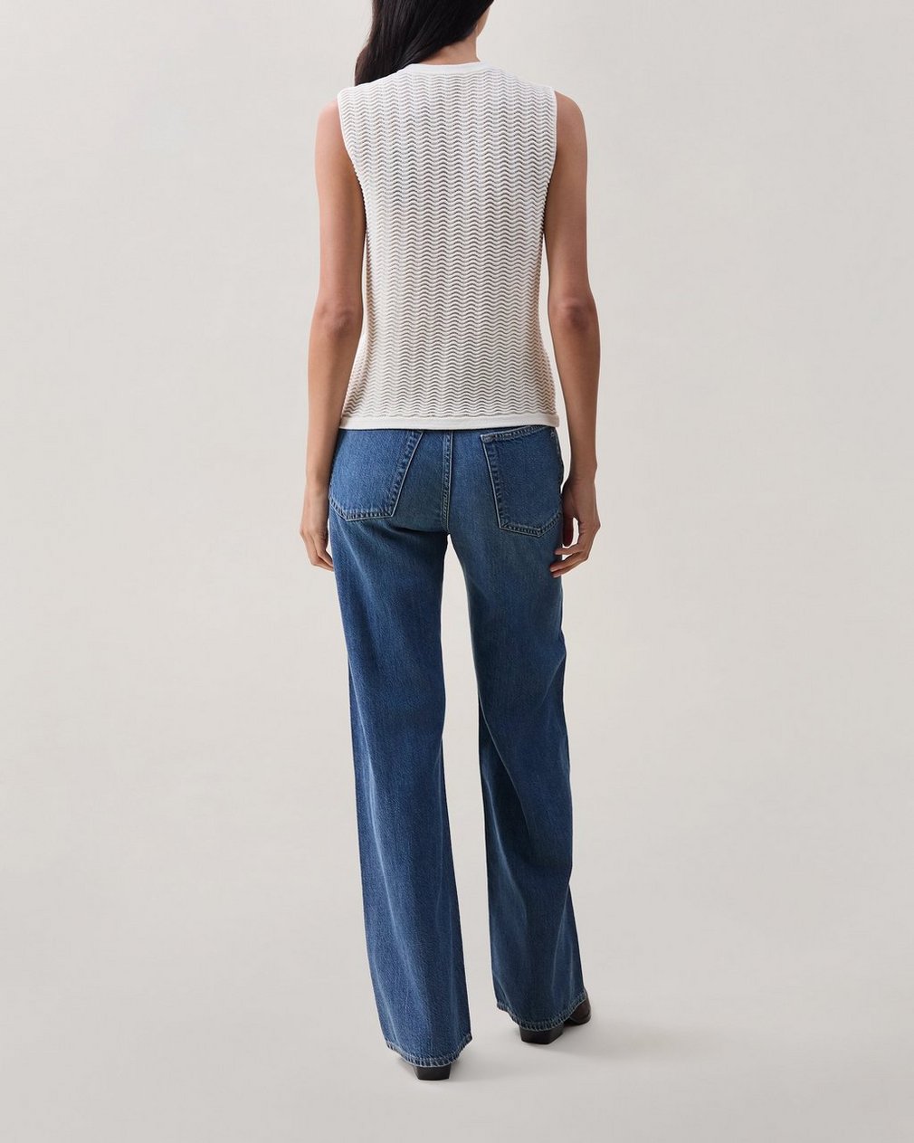 Vivi Open-Knit Cotton-Blend Vest - Chalk - Image 2
