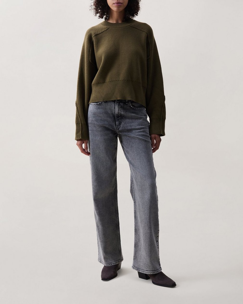 Lysa Cropped Sweater - Olive