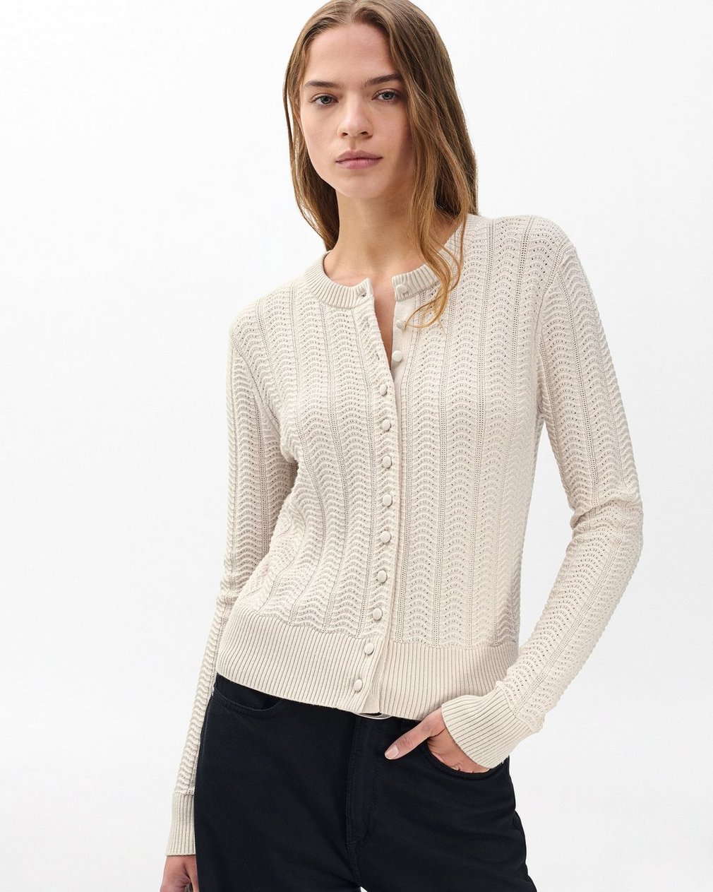 Francesca Wool-Blend Cardigan - Oatmeal - Image 4