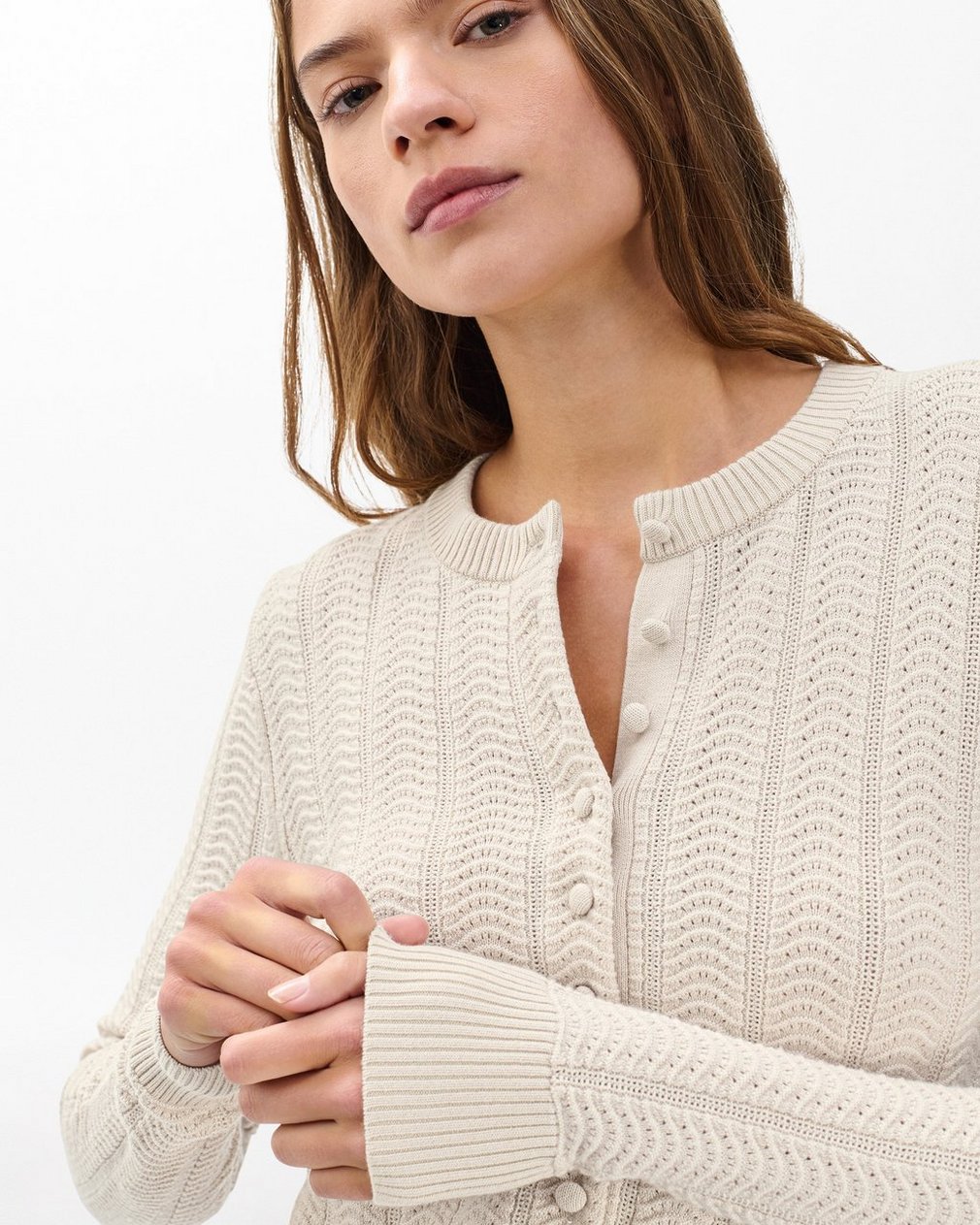 Francesca Wool-Blend Cardigan - Oatmeal - Image 5