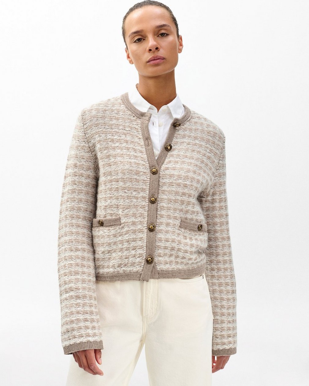 Robyn Tweed Cardigan - Oatmeal Multi