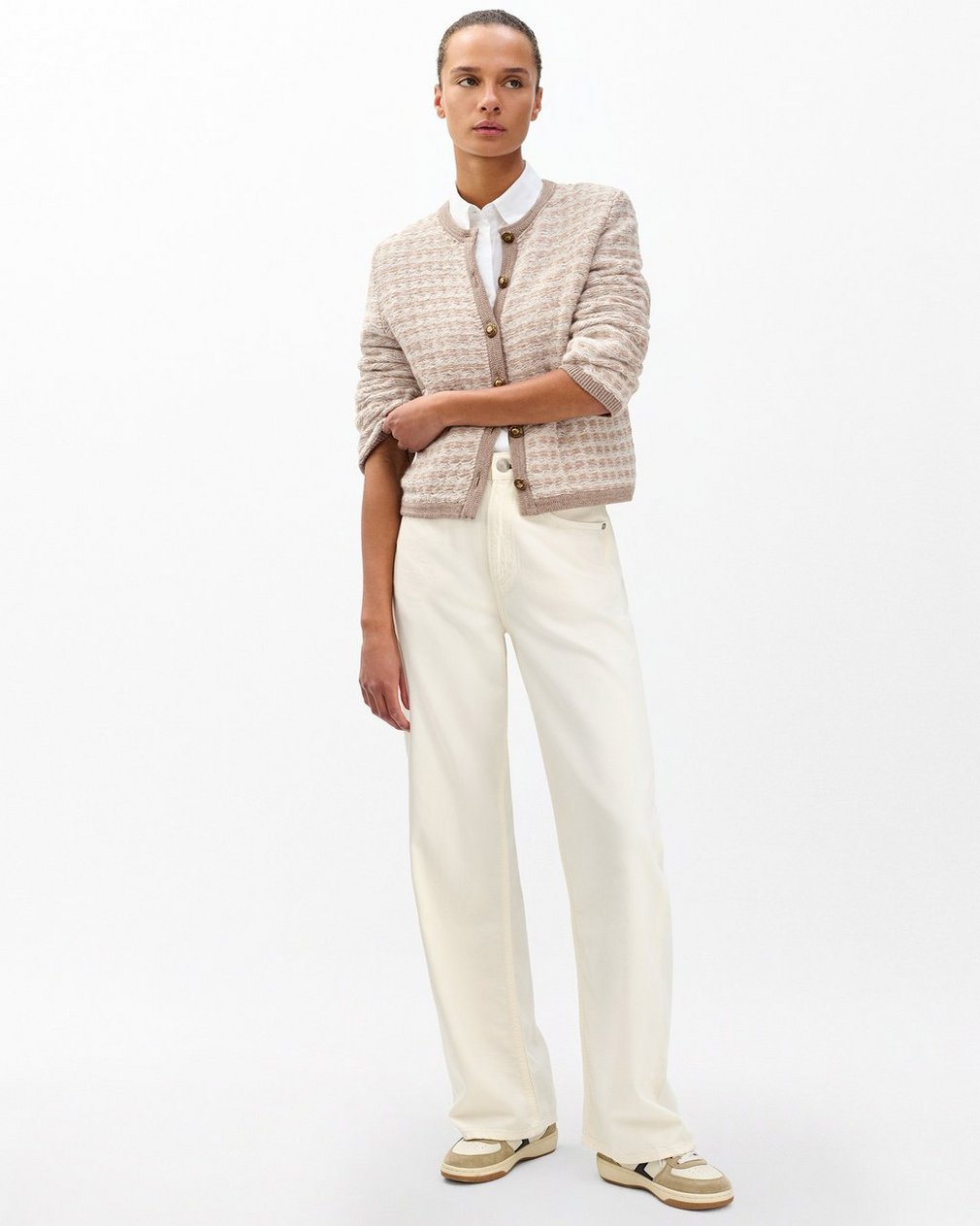Robyn Tweed Cardigan - Oatmeal Multi - Image 2