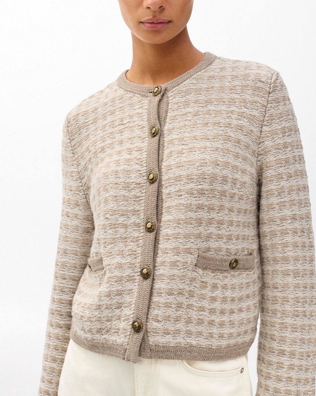 Robyn Tweed Cardigan - Oatmeal Multi - Image 4