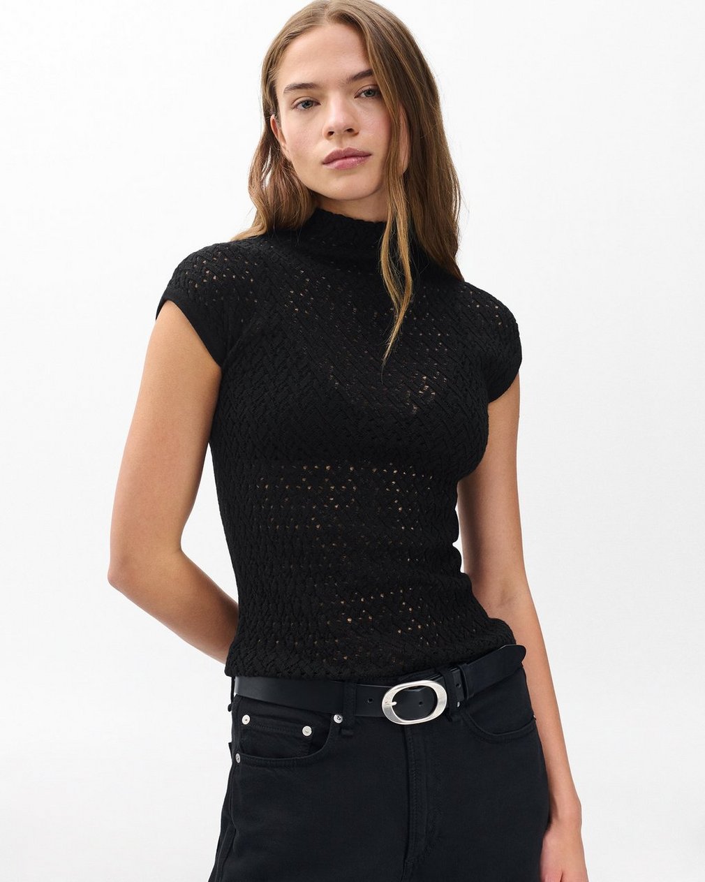 Tana Merino Wool Knit Top - Black - Image 5