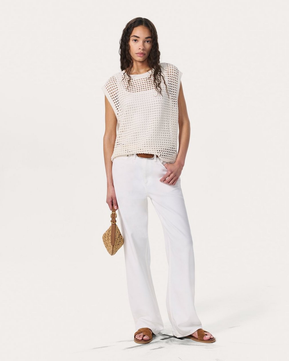 Ezra Open-Knit Vest - White - Image 3