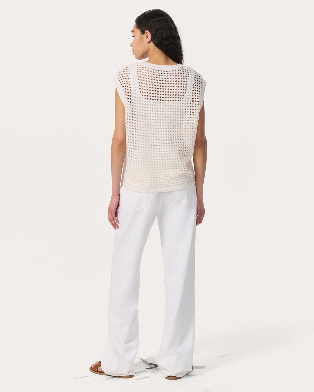 Ezra Open-Knit Vest - White - Image 6