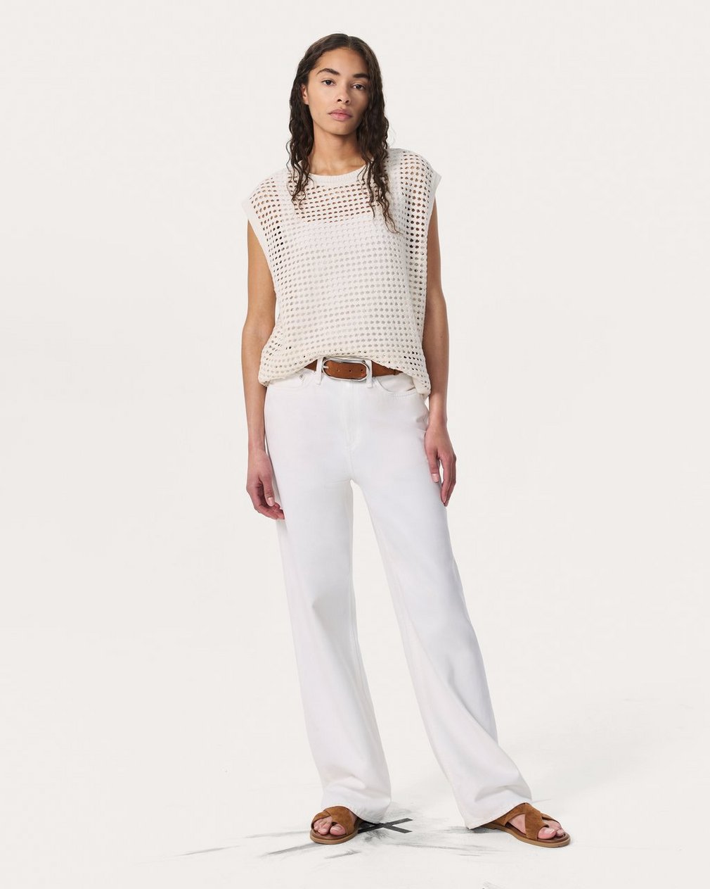 Ezra Open-Knit Vest - White - Image 7