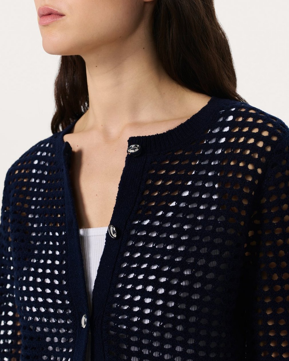 Ezra Open-Knit Cardigan - Indigo - Image 5