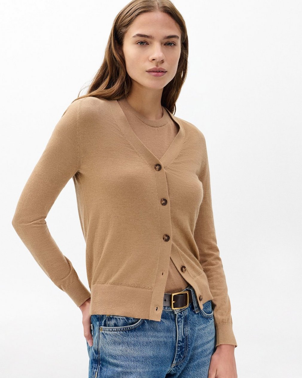Adeline Lightweight Cashmere Cardigan - Camel