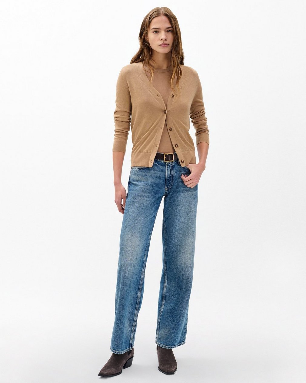 Adeline Lightweight Cashmere Cardigan - Camel - Image 3