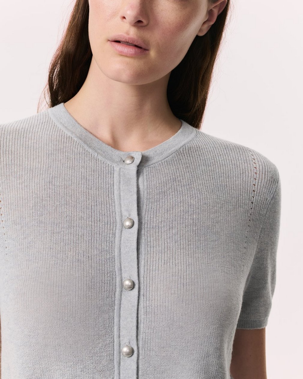 Dina Cotton-Cashmere Cardigan - Heather Grey - Image 6